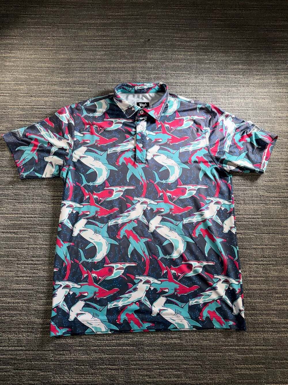 Waggle Hammerhead Shark Golf Polo Shirt Firestone Country Club Size L